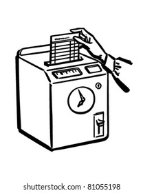 Punching The Time Clock - Retro Clipart Illustration