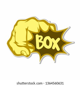 Punching, With Writing Box. Sticker Concept