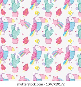 Punchy pastel cute animals background pattern