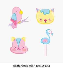 Punchy pastel cute animals cartoons