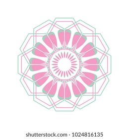 Punchy pastel mandala sacred geometric with floral mystical ancient trendy vector illustration.