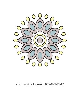 Punchy pastel mandala sacred geometric with floral mystical ancient trendy vector illustration.