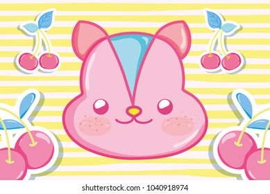 Punchy pastel squirrel and cherries