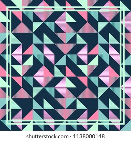 Punchy pastel triangle memphis abstract geometric pattern background.