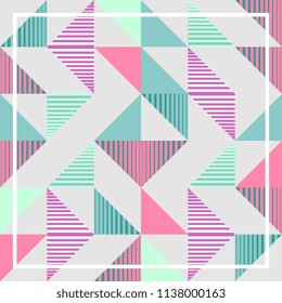 Punchy pastel triangle memphis abstract geometric pattern background.