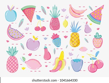 Punchy pastels fruits collection