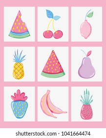 Punchy pastels fruits collection