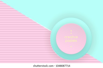 Punchy Pastels Vector Abstract Background Texture Design, Pastels Poster,  Blue Candy Geometric Figures Pattern in Modern Hipster Style. Minimalistic Pastel Colors.