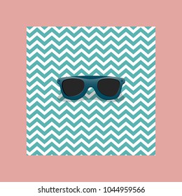 Punchy Pastels.sunglass on wave pattern background.summer fashion concept