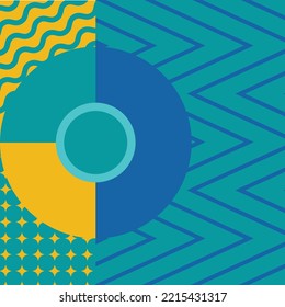 A punchy vector, abstract background with circles, zig zag, waves and stars