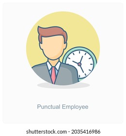 Punctual Employee or  Icon Concept