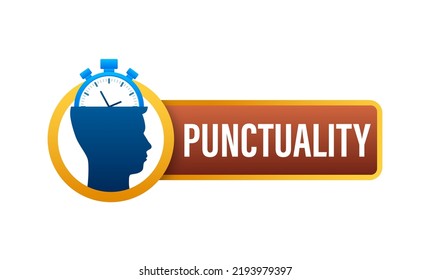 Punctual, planning interval, time management. Vector stock illustration.