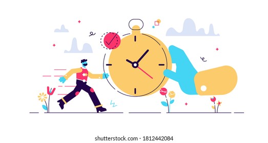 Punctual vector illustration. Flat tiny precision timing persons concept. Perfect schedule and accurate control for lifestyle efficiency. Abstract characteristic visualization with time and clock.