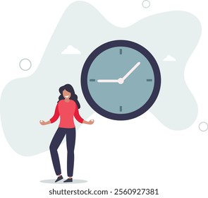 Punctuality, being on time for appointment or schedule, finish work within deadline or timing, meeting reminder or time management concept,flat characters.