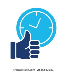 Ícone De Pontualidade Em Design Plano Monocromático Azul, Ilustração De Vetor