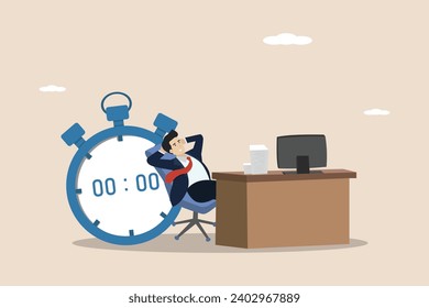 Punctuality, productivity and efficiency in work, project deadlines, best performance employee concept, smart businessman completing all work on time.