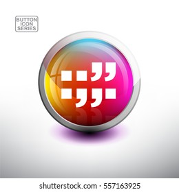 Punctuation in 3D Glossy Button for web Icon, Education Icon and Alphabet Icon. Vector Illustration 