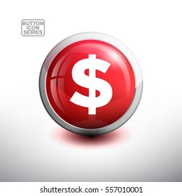 Punctuation in 3D Glossy Red Button for web Icon, Education Icon and Alphabet Icon. Vector Illustration 