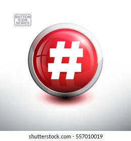 Punctuation in 3D Glossy Red Button for web Icon, Education Icon and Alphabet Icon. Vector Illustration 