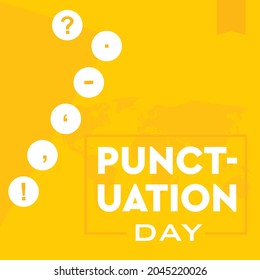 Punctuation Day Poster. Illustration of Grammar Icons of Punctuation with Vector Background.