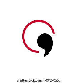 Punctuation Icon.  Comma In Circle Logotype. Vector Image.