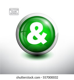 Punctuation Mark in 3D Glossy Green Button for web Icon, Education Icon and Alphabet Icon. Vector Illustration 