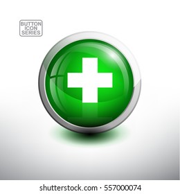 Punctuation Mark in 3D Glossy Green Button for web Icon, Education Icon and Alphabet Icon. Vector Illustration 
