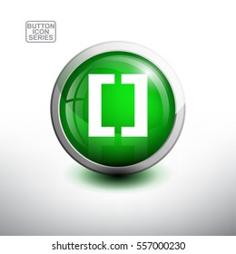 Punctuation Mark in 3D Glossy Green Button for web Icon, Education Icon and Alphabet Icon. Vector Illustration 