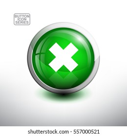 Punctuation Mark in 3D Glossy Green Button for web Icon, Education Icon and Alphabet Icon. Vector Illustration 