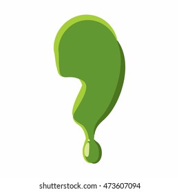 Punctuation mark comma from latin alphabet with numbers and symbols made of green slime. Font can be used for Halloween design and other purposes