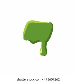 Punctuation mark dash from latin alphabet with numbers and symbols made of green slime. Font can be used for Halloween design and other purposes
