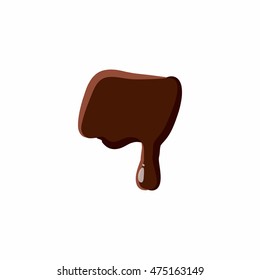 Punctuation mark dash from latin alphabet with numbers and symbols made of dark melted chocolate
