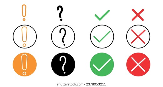 punctuation mark icon. exclamation, question mark, information sign, ok, cancel icon