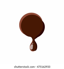 Punctuation mark point from latin alphabet with numbers and symbols made of dark melted chocolate