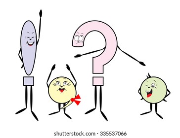 punctuation marks. Color punctuation marks, question mark, exclamation mark, point, comma