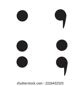 punctuation marks dot, comma, colon, semicolon, isolated on white background, symbols