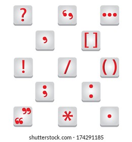 punctuation marks Education and red symbols written 