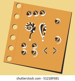 Punctuation signs. Vector drawing zentagle stile.