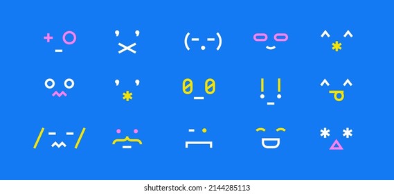Punctuation smiley face emoticons. Set of funny emotions, emoji of punctuation, isolated characters. Vector illustration