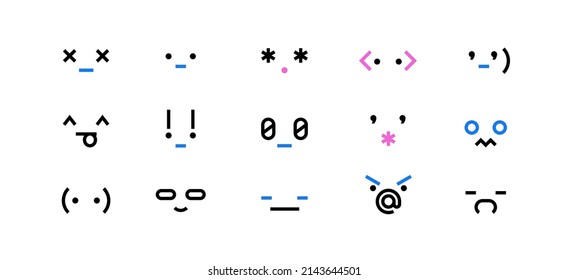 Punctuation smiley face set. Set of funny emoticons, line emoji of punctuation, isolated characters. Vector illustration