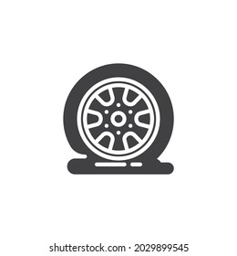 Puncture car wheel vector icon. filled flat sign for mobile concept and web design. Flat tire glyph icon. Symbol, logo illustration. Vector graphics