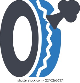 puncture  Vector illustration on a transparent background. Premium quality symmbols. Glyphs vector icons for concept and graphic design. 
