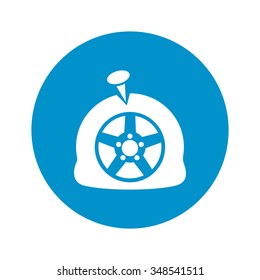 Puncture wheel icon. 