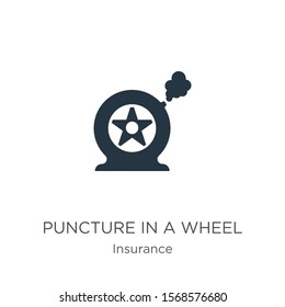 Puncture in a wheel icon vector. Trendy flat puncture in a wheel icon from insurance collection isolated on white background. Vector illustration can be used for web and mobile graphic design, logo, 