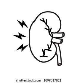 Punctured Kidney human organ medical line icon 