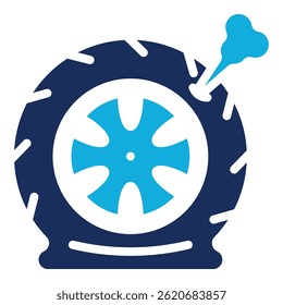 Punctured Tire Icon Element For Design