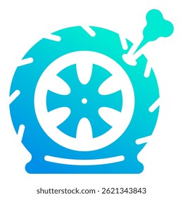 Punctured Tire Icon Element For Design