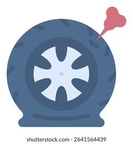Punctured Tire Icon Element For Design