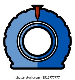 Punctured tyre vector line icon isolated on a white background.