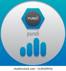 Pundi. Crypto currency sign emblem monochrome with a bar graph. Use for logos, icon, print products, page, design web site and mobile app. Vector illustration.